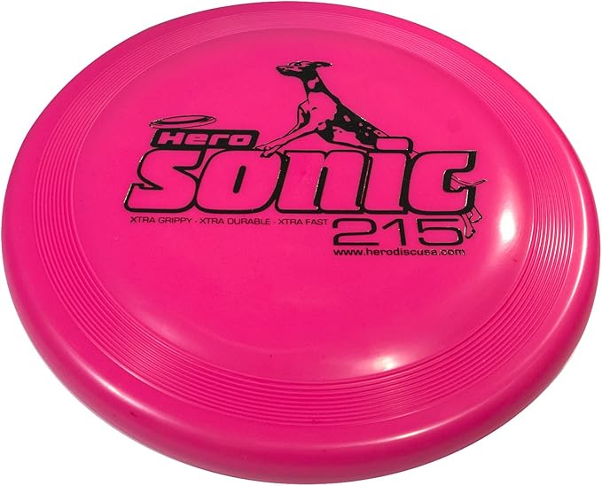 Hero Disc USA Sonic Xtra 215 Dog Frisbee, Outdoor Dog Toy and Mini Frisbee, Distance Dog Flying Disc (Pink)