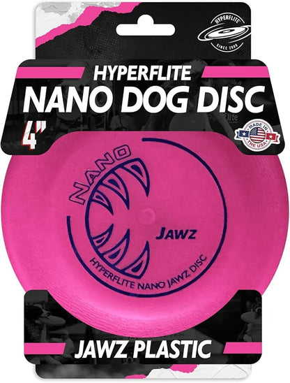 Hyperflite Nano Jawz Disc Dog Disc 4” (24g) | Official Skyhoundz Mini Flying Disc for Small Dogs & Puppies | Long-Flying, Lightweight Chase Dog Toy for Backyard, & Beach | Anti-Glare - Pink\