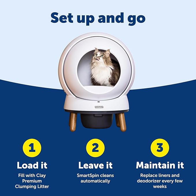PetSafe ScoopFree SmartSpin Self-Cleaning Litter Box Bundle – Advanced Odor Control – App Controlled – Up to 2 Weeks of Hands-Free Cleaning – Includes Litter Mat, 50 Waste Bin Liners, 4 Deodorizers