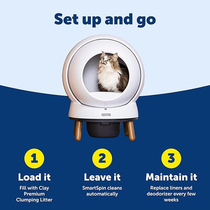 PetSafe ScoopFree SmartSpin Self-Cleaning Litter Box Bundle – Advanced Odor Control – App Controlled – Up to 2 Weeks of Hands-Free Cleaning – Includes Litter Mat, 50 Waste Bin Liners, 4 Deodorizers