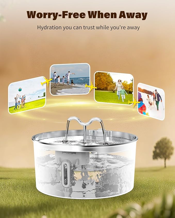 Dog Water Fountain for Large Dogs, 7L/236oz Stainless Steel Dog Water Bowl Dispenser, Automatic Pet Fountain, Ultra Quiet Pump, Large Drinking Area
