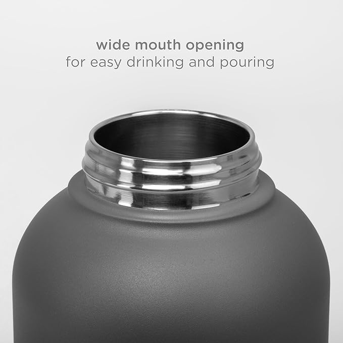 Ubbi Pup & Me Insulated Stainless Steel Dog Water Bottle with Attached Bowl, 32 oz Portable Leakproof Travel Bottle for Dogs and Owners, Charcoal Gray