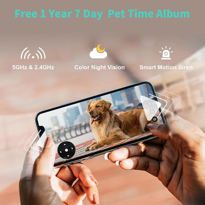5MP Indoor Security Camera, 2.4G/5G Dual-Band WiFi Home Camera with 360° View, Smart Motion Tracking, Two-Way Audio, Night Vision, Plug-in Monitor for Baby Pet Elder Works with Alexa, Black