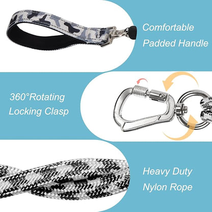 JSXD Dog Leash and Collar Set with AirTag Holder for Small Medium Large Dogs,5 FT Double Rope Leashes with Adjustable Reflective Soft Padded Nylon Pet Collars (Black, Small)