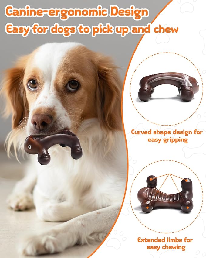 Dog Toys for Aggressive Chewers Large Medium Breed Dogs, Interactive Treat Fillable Enrichment Chew Toy, Indestructible Long Lasting Nylon Teething Bones