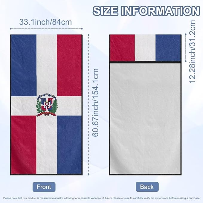 SEANATIVE Breathable Car Seat Towel Cover Sweatproof Automotive Towel - Sweat Towels for Workout, Running & Outdoor Adventures, Flag of the Dominican Republic