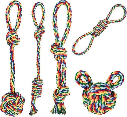Pet Rope Toys (Small Rainbow Color 5PCS)