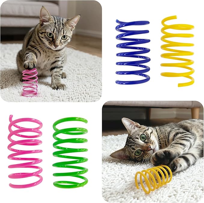 AGYM Cat Toys for Indoor Cats, 30 Pack Interactive Cat Spring Toys, Durable Colorful Plastic Spiral Springs for Kitten Hunt, Swat and Bite, Bulk Cat Toys