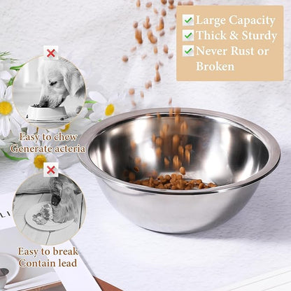 SHENLIU 8 Pack 8" Metal Cat and Dog Bowls, Stainless Steel Food and Water Dish Pet Bowls Replacement for Large Medium Small Dogs, 47 OZ Pet Feed Bowl for Kitten Puppy, Dishwasher Safe