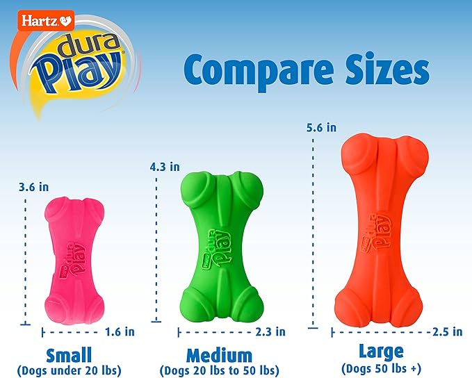 HARTZ Dura Play Soft Dog Bone Toy, Assorted Colors, 1 Ea, for Medium breeds
