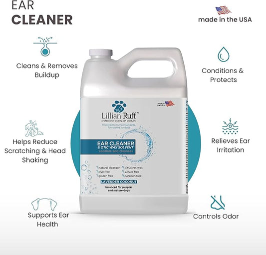Lillian Ruff Ear Cleaner & Otic Rinse for Sensitive Ears: Alcohol Free Dog Ear Wash with Alo+H6+F6:K28F6:N29