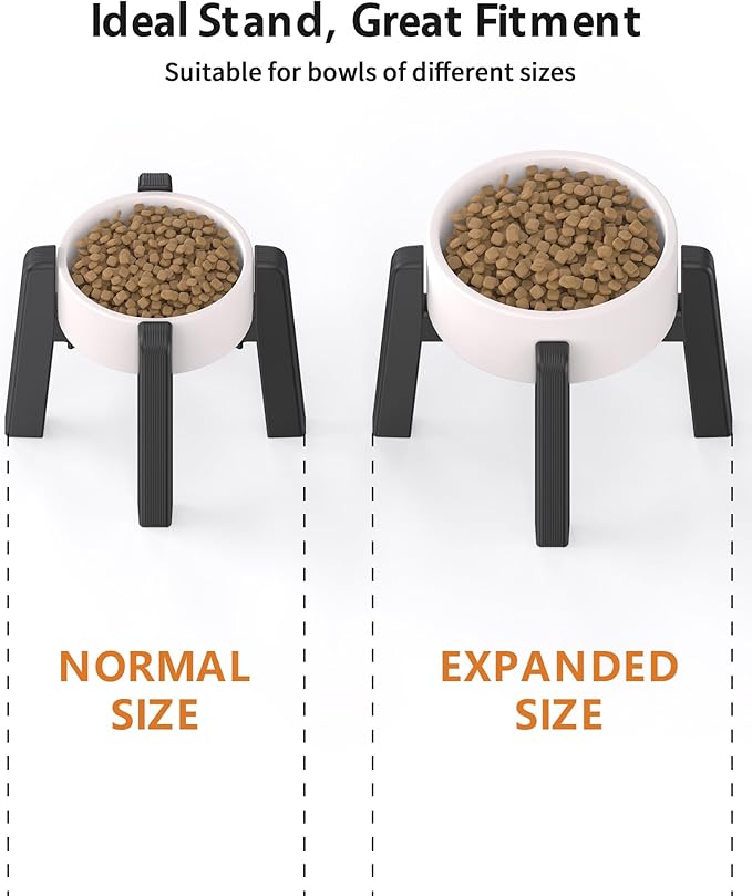 CZPET Dog Bowl Stand with Adjustable Width [2 Pack, Stand Only], Elevated Pet Water & Food Bowl for Medium Pets, Stable and Anti-Slip Raised Bowl