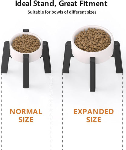 CZPET Dog Bowl Stand with Adjustable Width [Stand Only], Elevated Pet Water & Food Feeder for Medium Dogs, Stable and Anti-Slip Raised Bowl