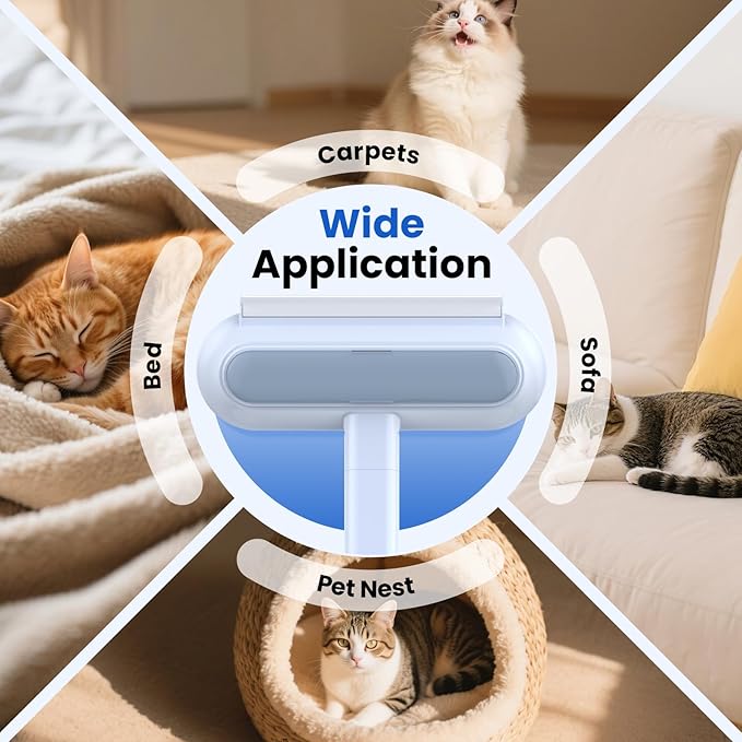 2 Pack Pet Hair Removal Tool, 2026 New 4 in 1 Dog Cat Hair Remover for Furniture, Reusable Pet Hairs Remover Brush with Extendable Handle, Multifunctional Fur Cleaner for Couch Carpets Bedding Clothes