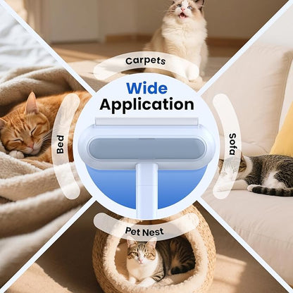 2 Pack Pet Hair Removal Tool, 2026 New 4 in 1 Dog Cat Hair Remover for Furniture, Reusable Pet Hairs Remover Brush with Extendable Handle, Multifunctional Fur Cleaner for Couch Carpets Bedding Clothes