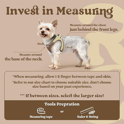 rabbitgoo Small Dog Harness, Step-in Soft Mesh Puppy Vest with Safety Buckle, Breathable Reflective Pet Harness for Small Medium Dogs, Brown & Beige L