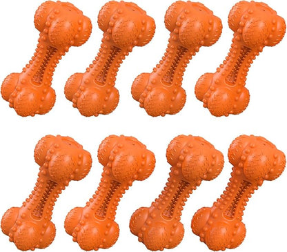 Dog Squeaky Chew Toys for Aggressive Chewers, Long Lasting Tough Rubber Bones for Teeth Cleaning, Indestructible Pet Toy for Large Medium Breed Dogs