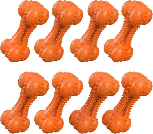 Dog Squeaky Chew Toys for Aggressive Chewers, Long Lasting Tough Rubber Bones for Teeth Cleaning, Indestructible Pet Toy for Large Medium Breed Dogs