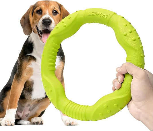 LaRoo Dog Flying Ring Toys,Floating Flying Dog Disc Toys,Summer Pet Training Outdoor Durable Chew Toys for Medium and Large Dogs (Medium Green/22cm)