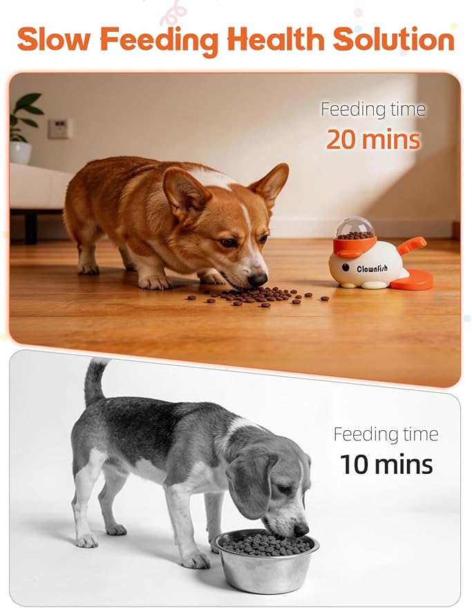 Dog Treat Dispenser Puzzle Toy, Interactive Slow Feeder Bowl for Cats and Dogs, Mental Stimulation Enrichment Toy, Indoor Pet Feeder with Silicone Mat to Keep Pets Busy,Multiple Colors (White)