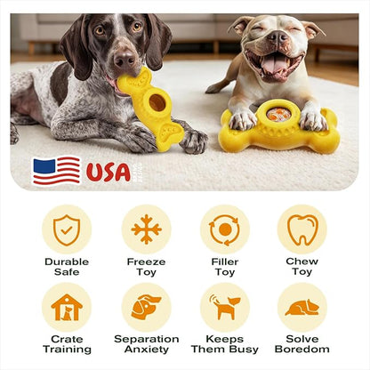 KADTC Large-Size 3 in 1 Durable Dog Enrichment Toy - Fillable & Frozen Bone Lick Toy - No-Transfer Freeze & Play Mess-Free - Ultimate Boredom Buster & Tough Chew Toys for Large Dogs - BPA-Free, Safe