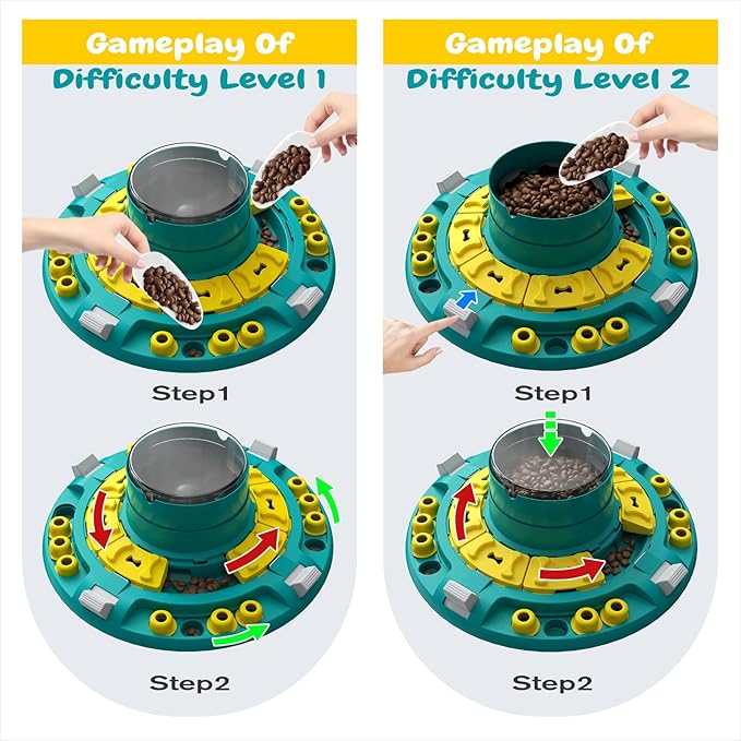 KADTC 4 Levels of Step-by-Step Challenge, U.S. Brand & Design,Extra-Large Size Beginner To Advanced Dog Puzzle Toy For Smart Dogs Treat Puzzles Puppy Food Slow Feeder Mental Stimulation Enrichment Toy