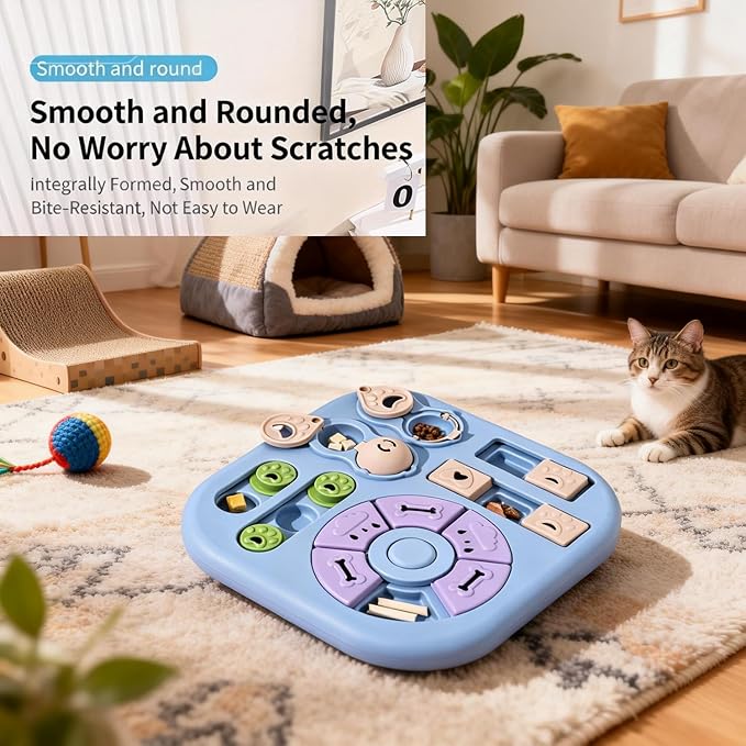 Interactive Cat Puzzle Toy & Treat Dispenser - Maze Slow Feeder for Small, Medium & Large Cats, Enrichment Toy for IQ Training, Reduces Bloating & Prevents Gulping (Light Pink)