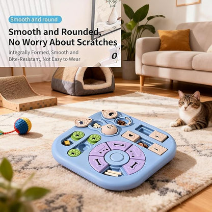 Interactive Cat Puzzle Toy & Treat Dispenser - Maze Slow Feeder for Small, Medium & Large Cats, Enrichment Toy for IQ Training, Reduces Bloating & Prevents Gulping (Light Pink)