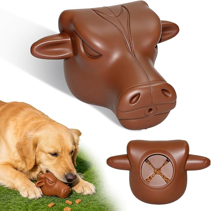 Tough Dog Toys for Aggressive Chewers | Natural Rubber Treat Dispensing Chew Toys for Medium Large Dogs, Interactive Slow Feeder Puzzle Toy for Boredom Relief & Teeth Cleaning, Dishwasher Safe