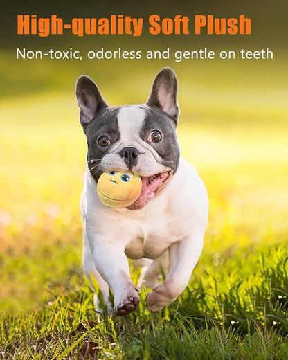 Squeaky Dog Toys, Stuffed Plush Puppy Toy Balls to Keep Them Busy, (12 Pack) Interactive Funny Pet Ball with Squeaker for Puppies Small Breed Dogs