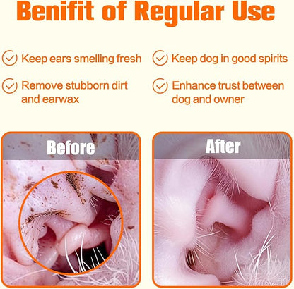 Dog Ear Finger Wipes,Gently Remove Ear Wax & Dirt,Relieve Ear Itching. All Natural Ingredients Dog Ear Wipes.Safe & Gentle Ear Wipes for Dog & Cat - 50 Count