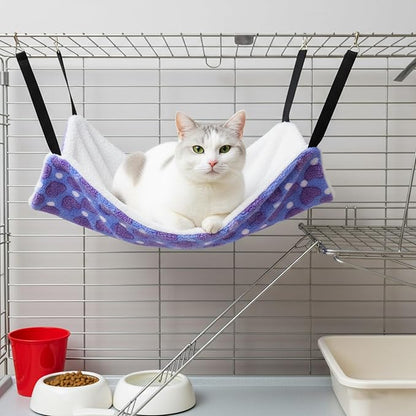 8 Pcs Cat Hammock for Cage, Pet Hammock Bed, Reversible Hanging Cat Hammocks Soft Bed, with Straps and Metal Hooks for Kitten Indoor Puppy Rabbits Feral Animals Shelters(Heart Style)