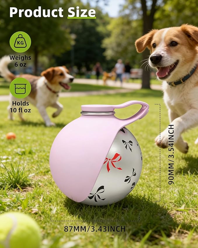 2-in-1 Portable Dog Water Bottle Leak Proof Stainless Steel Foldable Pet Water Bottle with Silicone Bowl Compact Travel Water Dispenser for Dogs One-Hand Operation for Walking Camping Travel (Blue-B)