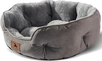 Asvin Small Dog Bed for Small Dogs, Cat Beds for Indoor Cats, Pet Bed for Puppy and Kitty, Extra Soft & Machine Washable with Anti-Slip & Water-Resistant Oxford Bottom, Grey