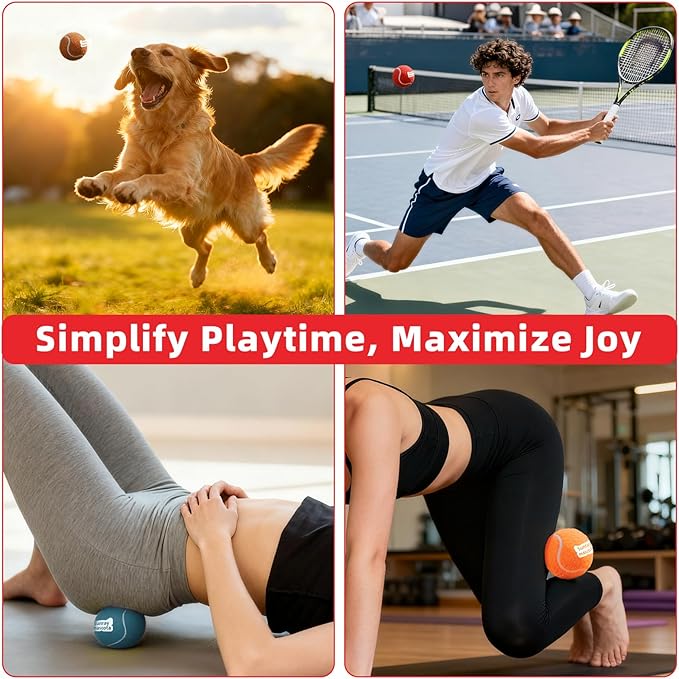 2.5" Dog Tennis Balls 6-Pack – Silent Bounce, Tough Rubber Core, Durable Fetch & Training Toys for Indoor/Outdoor Play, for Small Medium Large Dogs (Classic Mixed Color,6-Pack)