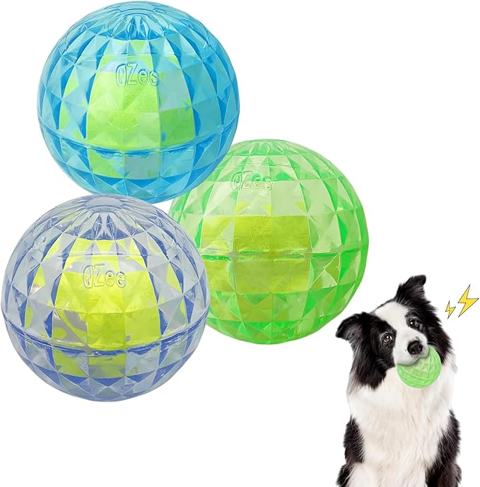 Squeaky Balls for Dogs, 3-Pack – Durable Dog Squeaky Toys, Interactive Tennis Balls for Small & Large Dogs, Pet Chew Toys for Aggressive Chewers, Giggle Ball Sound Toy for Puppy Play