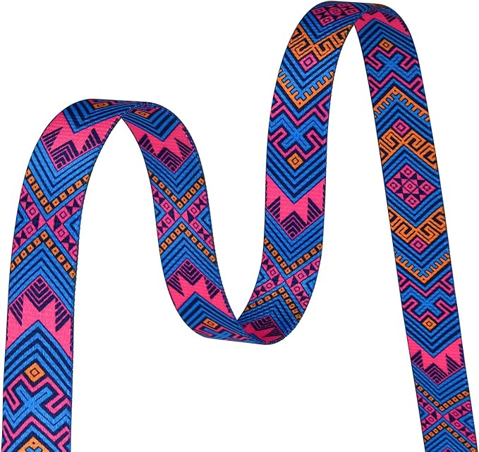 Dog Collar with Bohemia Floral Tribal Geometric Patterns - Soft Ethnic Style Collar Adjustable for Small Medium Large Dogs(Orange Ethnic Style,M)