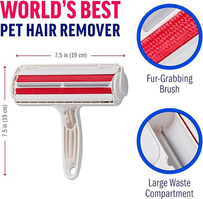 Pet Hair Remover Roller - Reusable Lint Roller for Dog & Cat Hair on Furniture, Couch, Carpet, Clothing - Eco-Friendly Portable Fur Remover Tool (White)