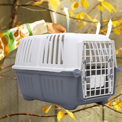 Dog Crate, Airline Approved Comfortable Breathable Lightweight Dog Carrier, Pet Carrier with Plastic Wire Door and Stay Dry Moat for Cats Dogs Rabbits