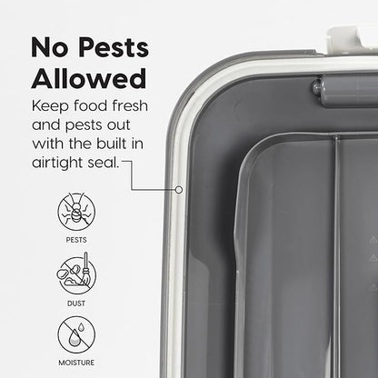 IRIS USA Dog Food Storage Container 54 lbs, 2-Pack with Wheels, Airtight Lid, 2-Cup Scoop, Double Pet Food Storage, Built in Scoop Storage in Lid, Versatile Pet Food Bin, Portable, Gray/Dark Gray