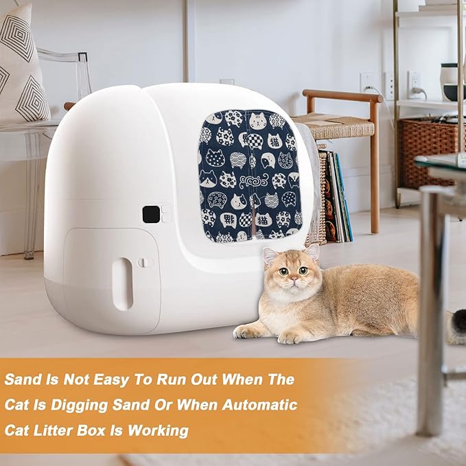 Cat Litter Box Curtain, Washable Litter Box Door Cover, Litter Box Curtain for Enclosed Self-Cleaning Boxs -Blue Square 11''LX10''W （Curtain Only）
