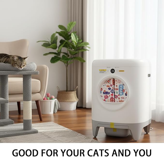 Curtain for Self Cleaning Cat Litter Box,Reduces Cat Litter Bounce, Stops Odors from The Litter Box Self Cleaning (Red)