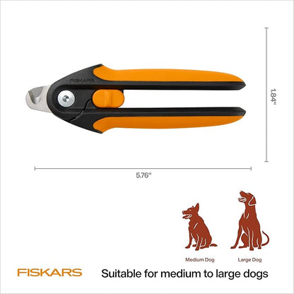 Fiskars Pet Large Nail Clippers, Cat and Dog Nail Trimmers for Grooming, Pet Supplies with Semi-Circular Blade & SoftGrip Handle with Safety Lock, 5.75”, Orange/Black