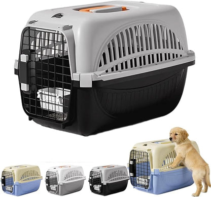 Airline Approved Dog Carrier, Hard-Sided Cat Carrier with Detachable Food Bowl, Portable Dog Crate for Small Dogs and Cats, Ideal for Travel, Car, and Outdoor Use (Black)