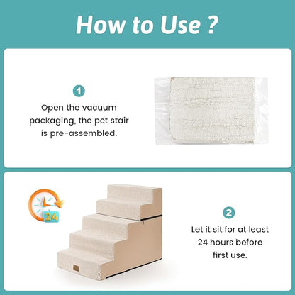 Dog Stairs for Small Dogs, 17.7" Extra Wide Detachable Pet Stairs for Couch and Bed, 23.6" H Non-Slip Dog Steps for Puppies and Old Cats, 17.7x29.5x23.6 inch, Beige