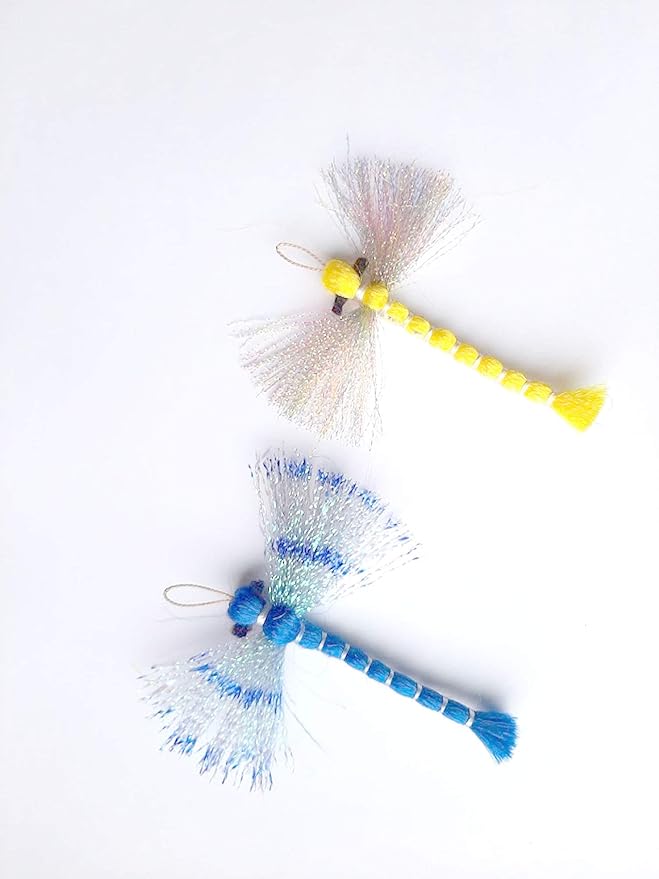 3 Inch Handmade Cat Toy Teaser Wand Refill Dragonfly - Blue Natural Material Toy, Hunting Instinct Play, Interactive Exercise Attachment for Indoor Cats