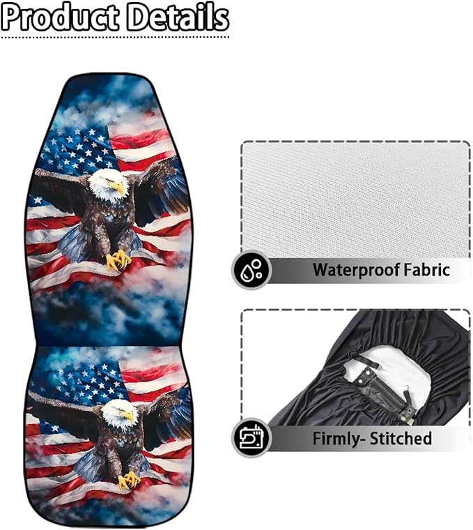 Eagle Car Front Seat Covers Waterproof Breathable Front Seat Cover Auto Interior Accessories 2 Pcs Set Protection Interior Accessories Universal Fit Most Cars