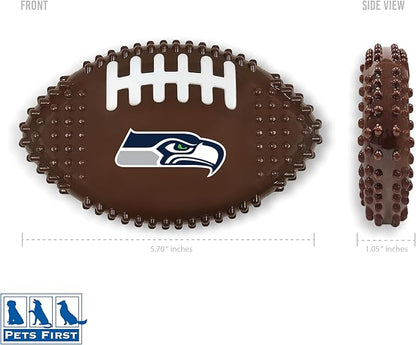 NFL Seattle Seahawks Mega- Chew Hard Nylon Bacon-Flavored Dog Bone Football Chew Toy Interactive Tasty Fun Dog Chewy Toys Indestructible Strong Durable Tough Pet Biting Playtoy for Aggressive Chewers