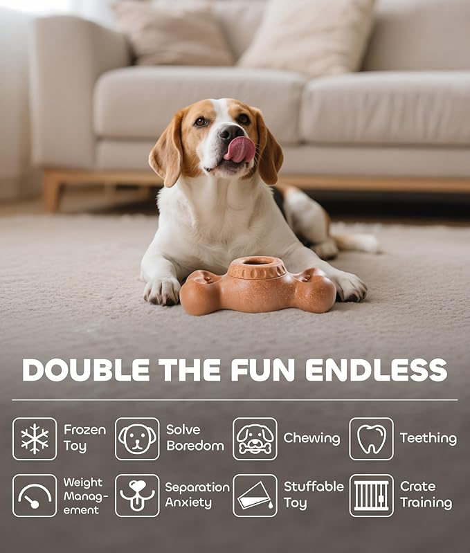 DPB Frozen Dog Toy to Keep Them Busy, FreezeBone Chew Toy & Peanut Butter Fillable Toy & Freezer/Freezable/Frozen Lick Treat Tray Enrichment Toys for Medium/Large Dogs