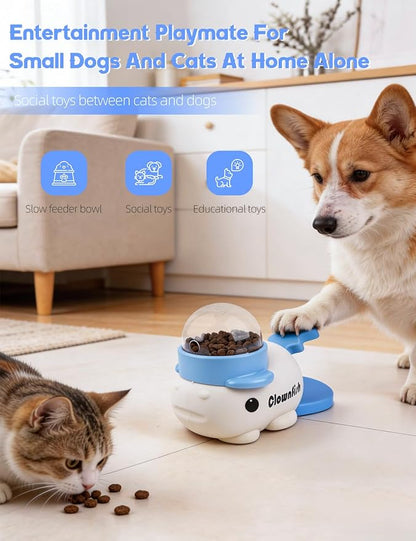 Dog Treat Dispenser Puzzle Toy, Intercative Slow Feeder Bowl for Cats and Dogs, Mental Stimulation Enrichment Toy, Indoor Pet Feeder with Silicone Mat to Keep Pets Busy,Multiple Colors (Blue)
